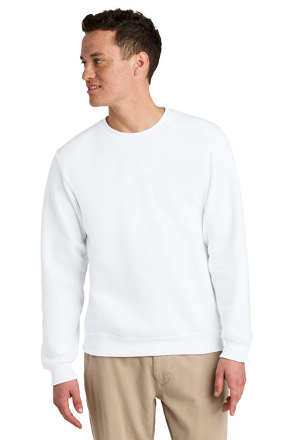 Front View of White Jerzees Eco Premium Blend Crewneck Sweatshirt 701M plain