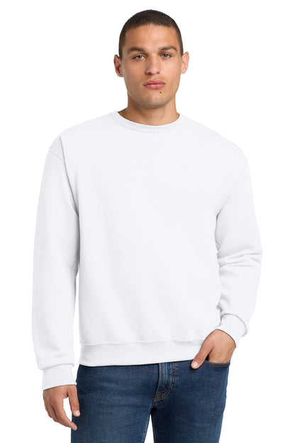 Front View of White Jerzees - NuBlend Crewneck Sweatshirt. 562M plain