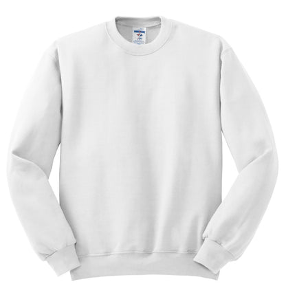 Front View of White Jerzees - NuBlend Crewneck Sweatshirt. 562M plain