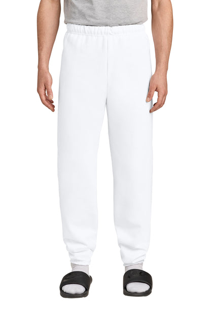 Front View of White Jerzees - NuBlend Sweatpant. 973M plain