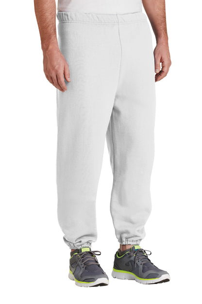 Front View of White Jerzees - NuBlend Sweatpant. 973M plain