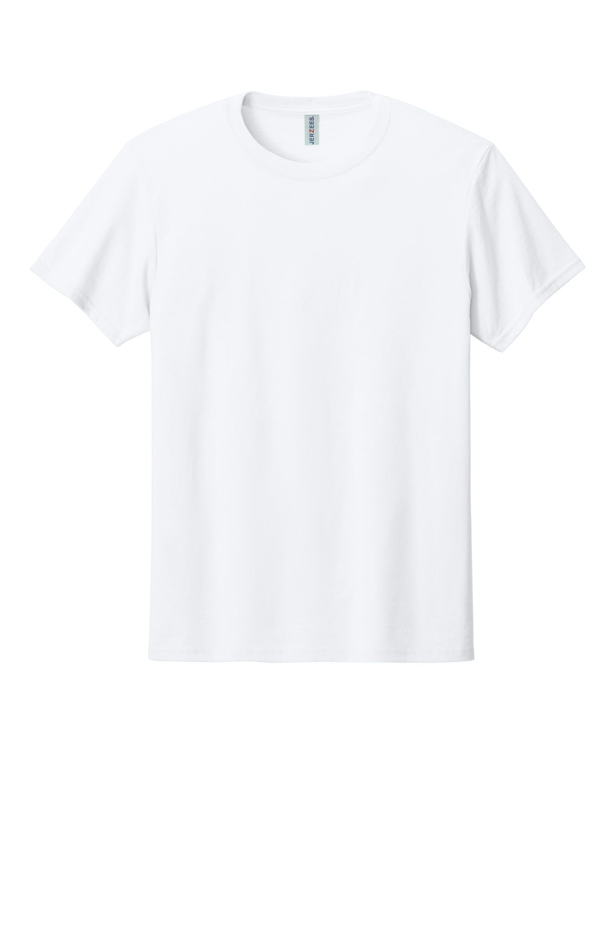 Front View of White Jerzees Premium Blend Ring Spun T-Shirt 560M plain