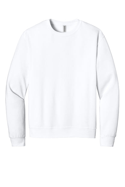 Front View of White Jerzees Ultimate Unisex CVC Ring Spun Crewneck Sweatshirt IC48M plain