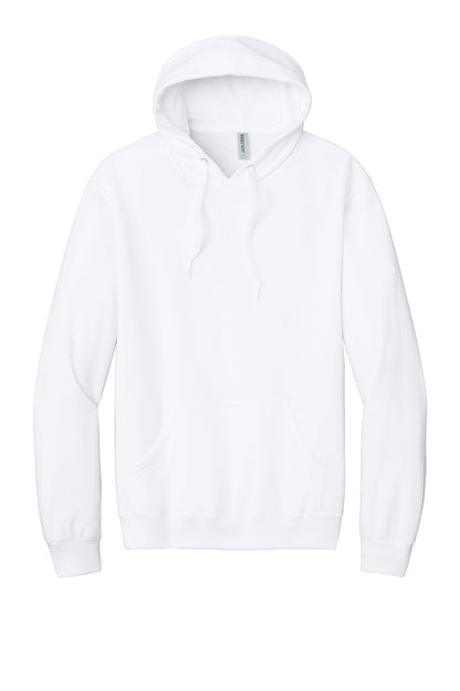 Front View of White Jerzees Ultimate Unisex CVC Ring Spun Hooded Sweatshirt IC49M plain