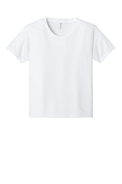 Front View of White Jerzees Ultimate Youth Ring Spun T-Shirt IC46B plain