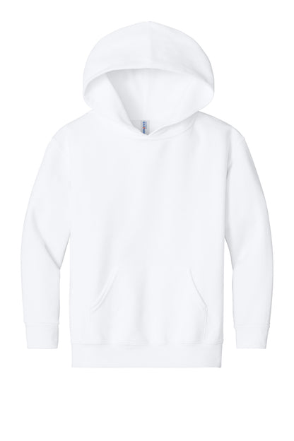Front View of White Jerzees - Youth NuBlend Pullover Hooded Sweatshirt. 996Y plain