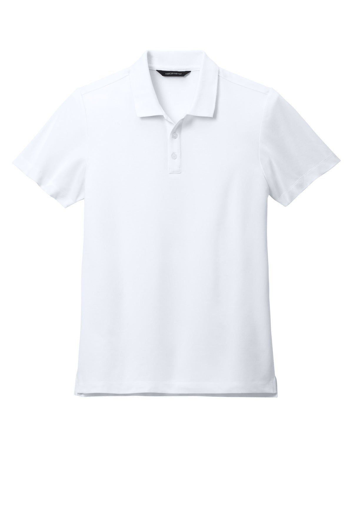 Front View of White Mercer+Mettle Stretch Pique Polo MM1004