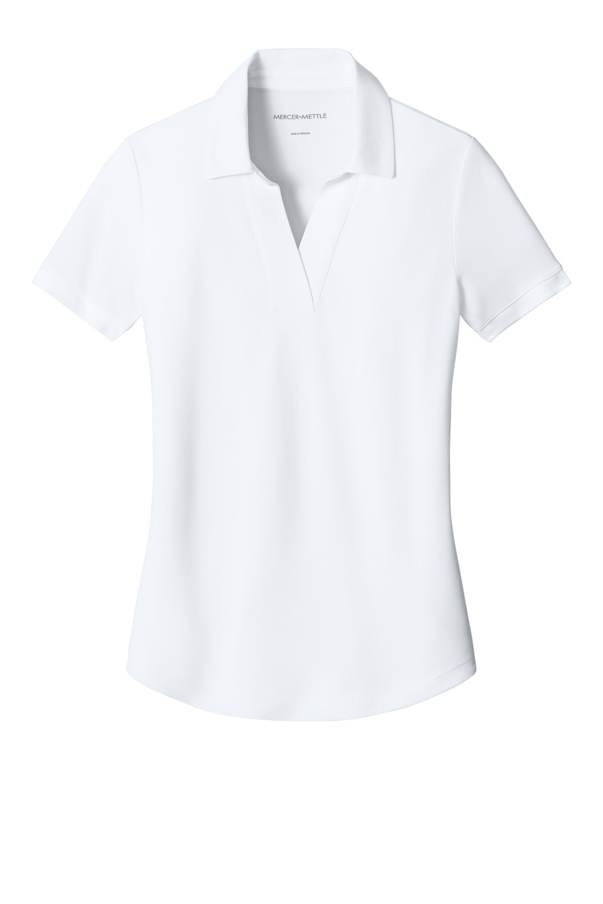 Front View of White Mercer+Mettle Women's Everyday Performance Polo MM1031 plain
