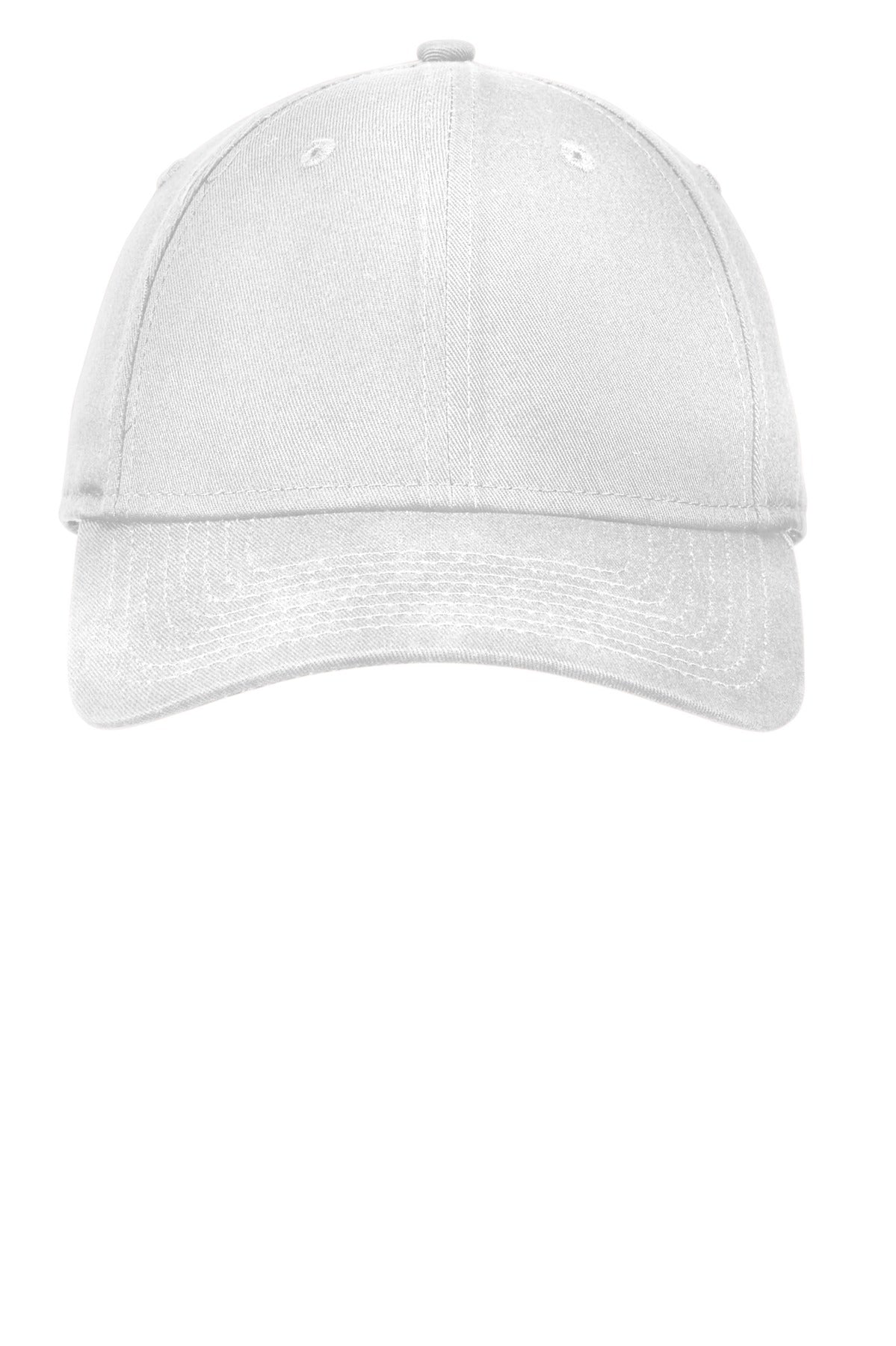 Front View of White New Era - Adjustable Structured Cap. NE200 plain