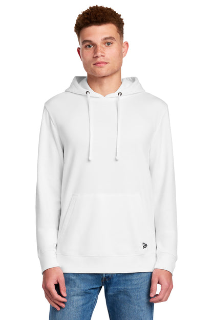 Front View of White New Era Comeback Fleece Pullover Hoodie NEA550 plain