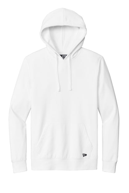 Front View of White New Era Comeback Fleece Pullover Hoodie NEA550 plain