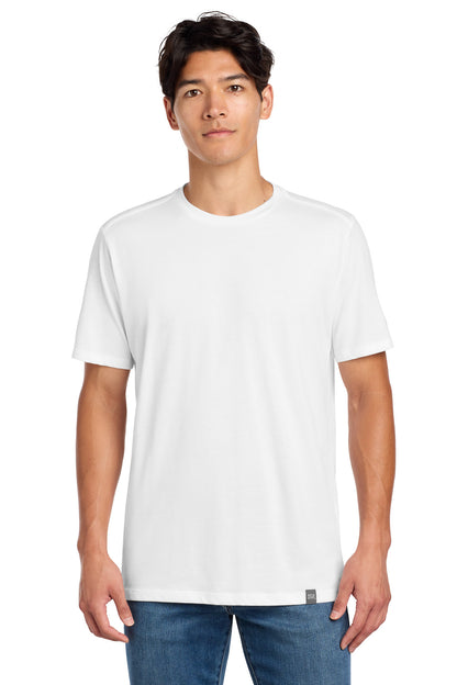 Front View of White New Era Heritage Blend Crew Tee. NEA100 plain