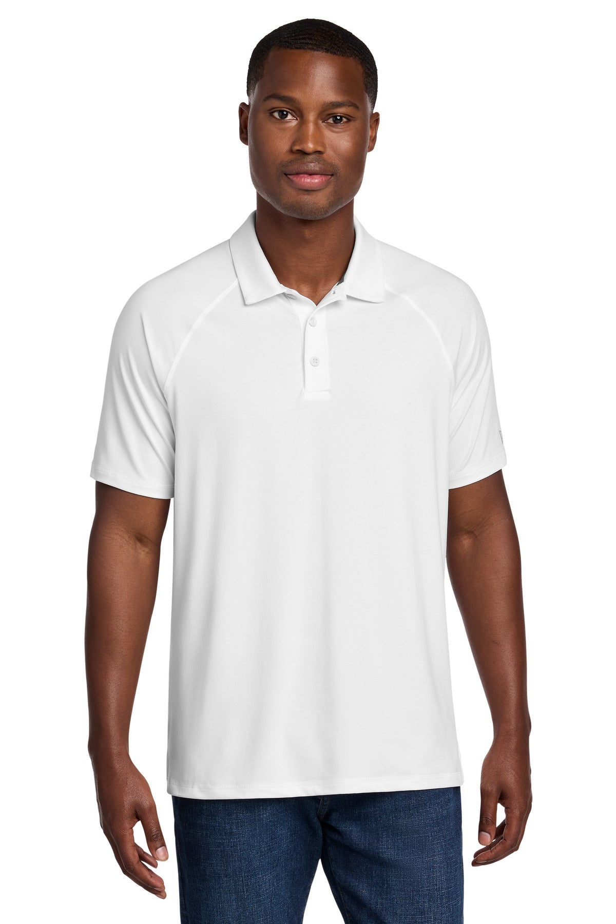 Front View of White New Era Power Polo NEA225 plain