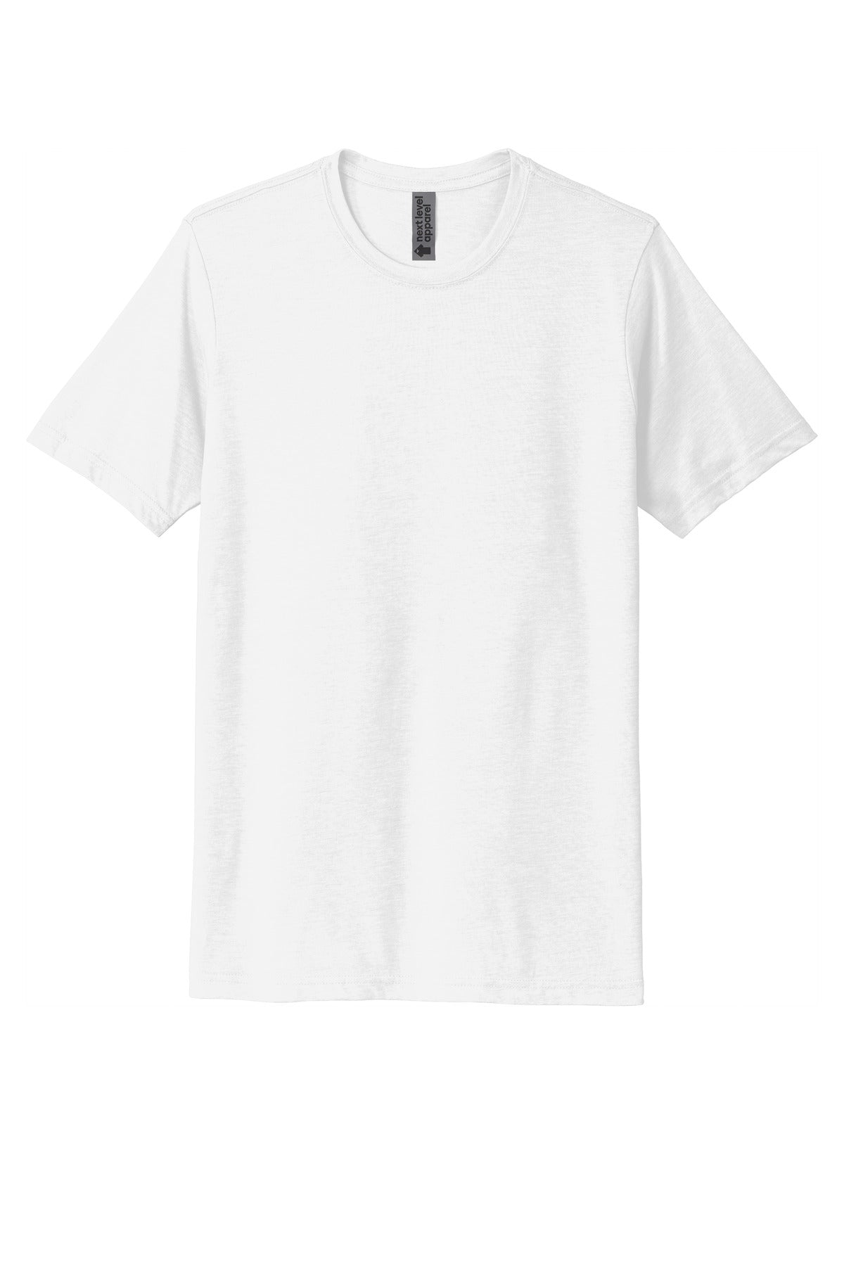 Front View of White Next Level Apparel Adult Poly/Cotton Tee. NL6200 plain