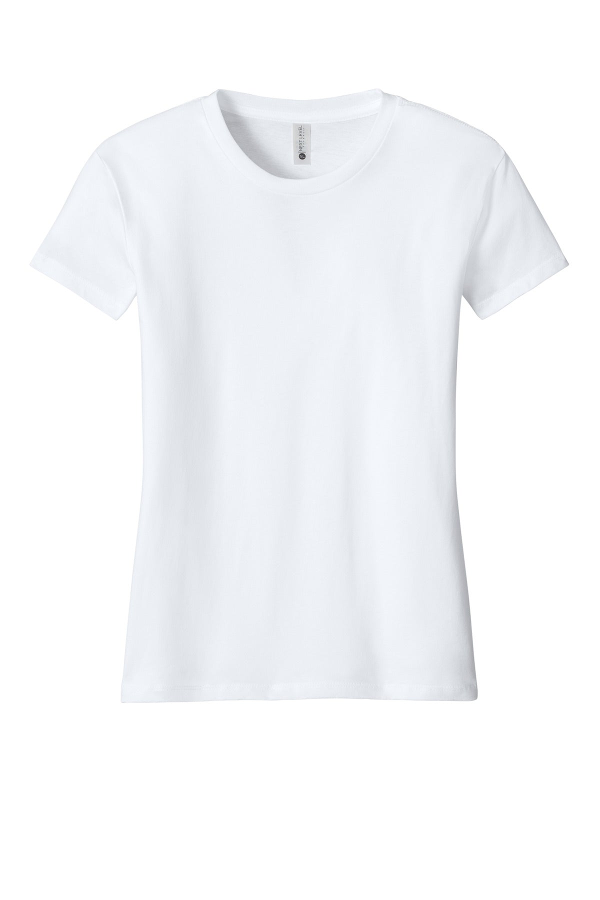 Front View of White Next Level Apparel Women's Cotton Relaxed Tee NL3910 plain