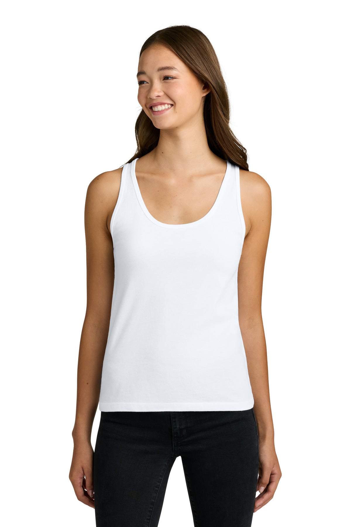 Front View of White Next Level Apparel Women's Cotton Tank NL3933 plain