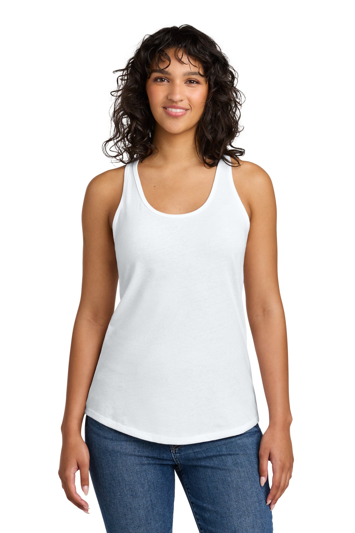 Front View of White Next Level Apparel Women's Ideal Racerback Tank NL1533 plain