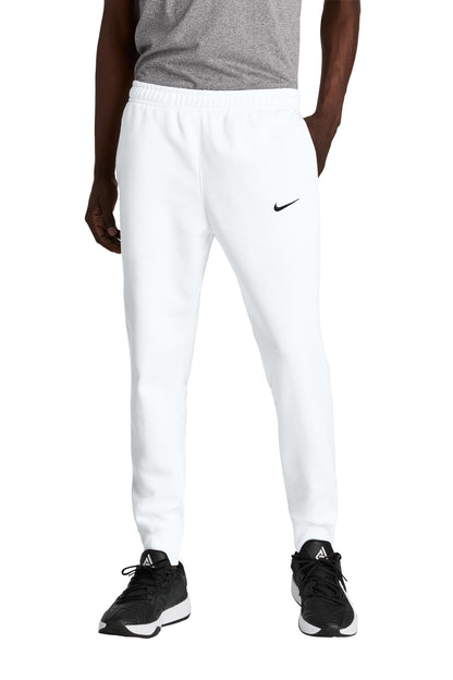 Front View of White Nike Club Fleece Jogger NKHM8045 plain