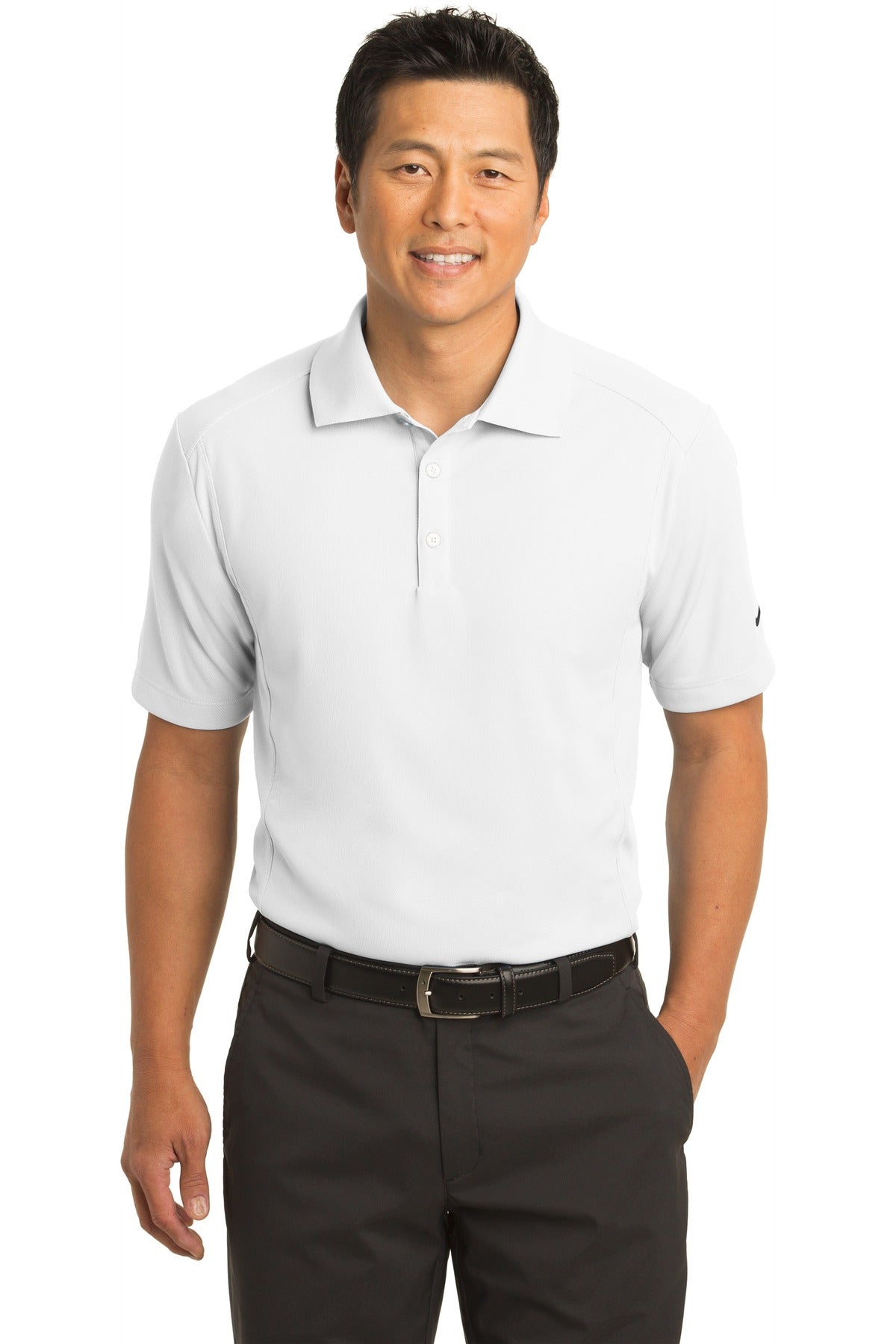 Front View of White Nike Dri-FIT Classic Polo. 267020 plain