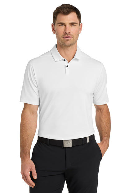 Front View of White Nike Dri-FIT Vapor Polo NKDC2108 plain