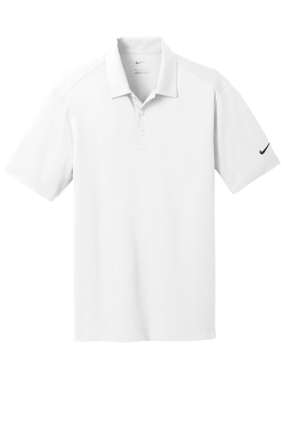 Front View of White Nike Dri-FIT Vertical Mesh Polo. 637167 plain