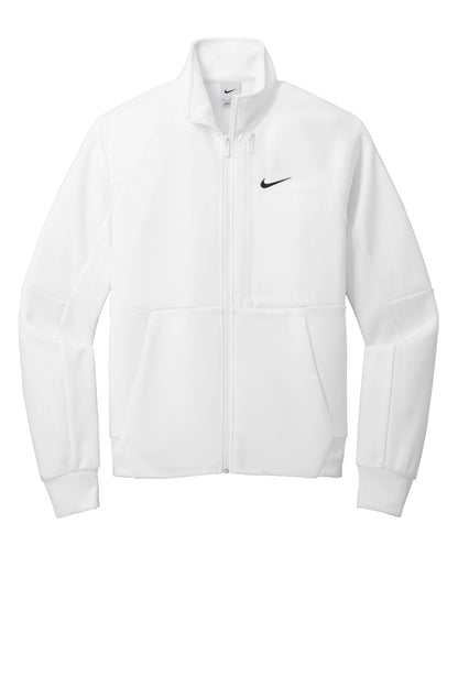 Front View of White Nike Full-Zip Chest Swoosh Jacket NKFD9891 plain