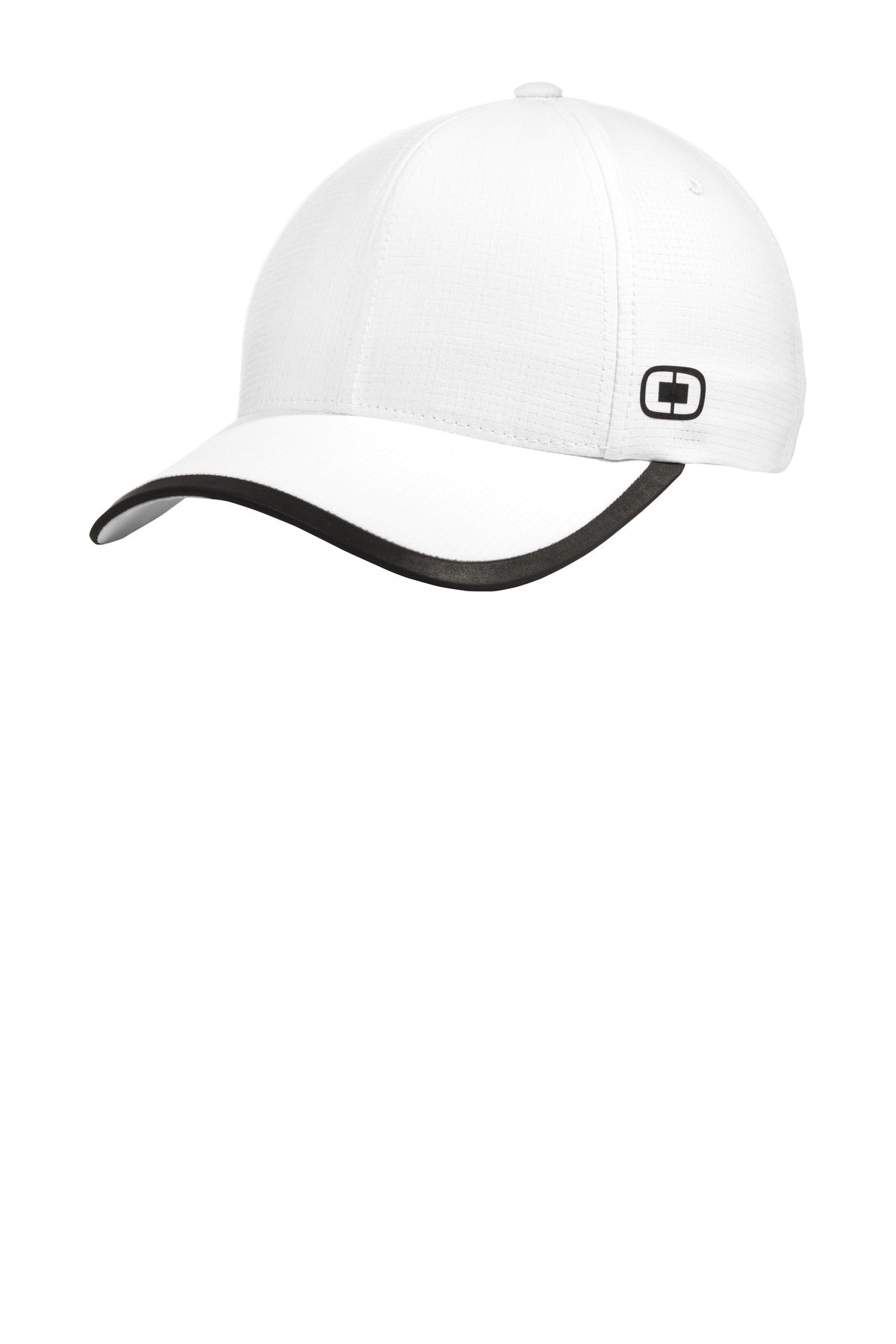 Front View of White OGIO Flux Cap. OG601 plain