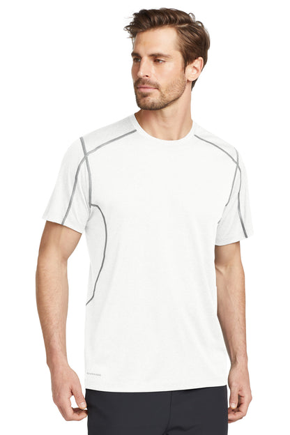 Front View of White OGIO Pulse Crew. OE320 plain