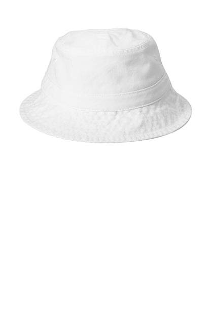 Front View of White Port Authority Bucket Hat. PWSH2 plain