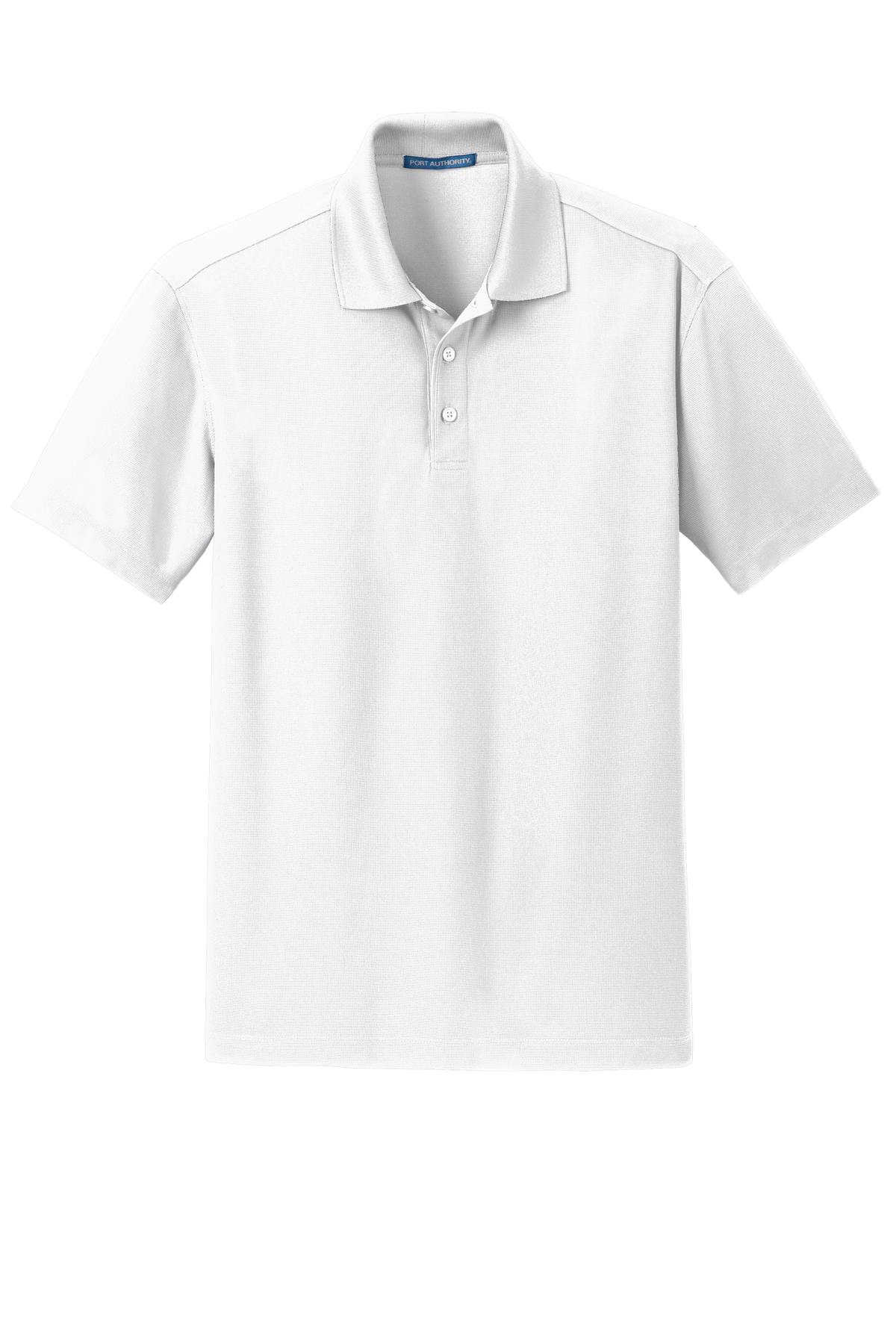 Front View of White Port Authority Dry Zone Grid Polo. K572 plain