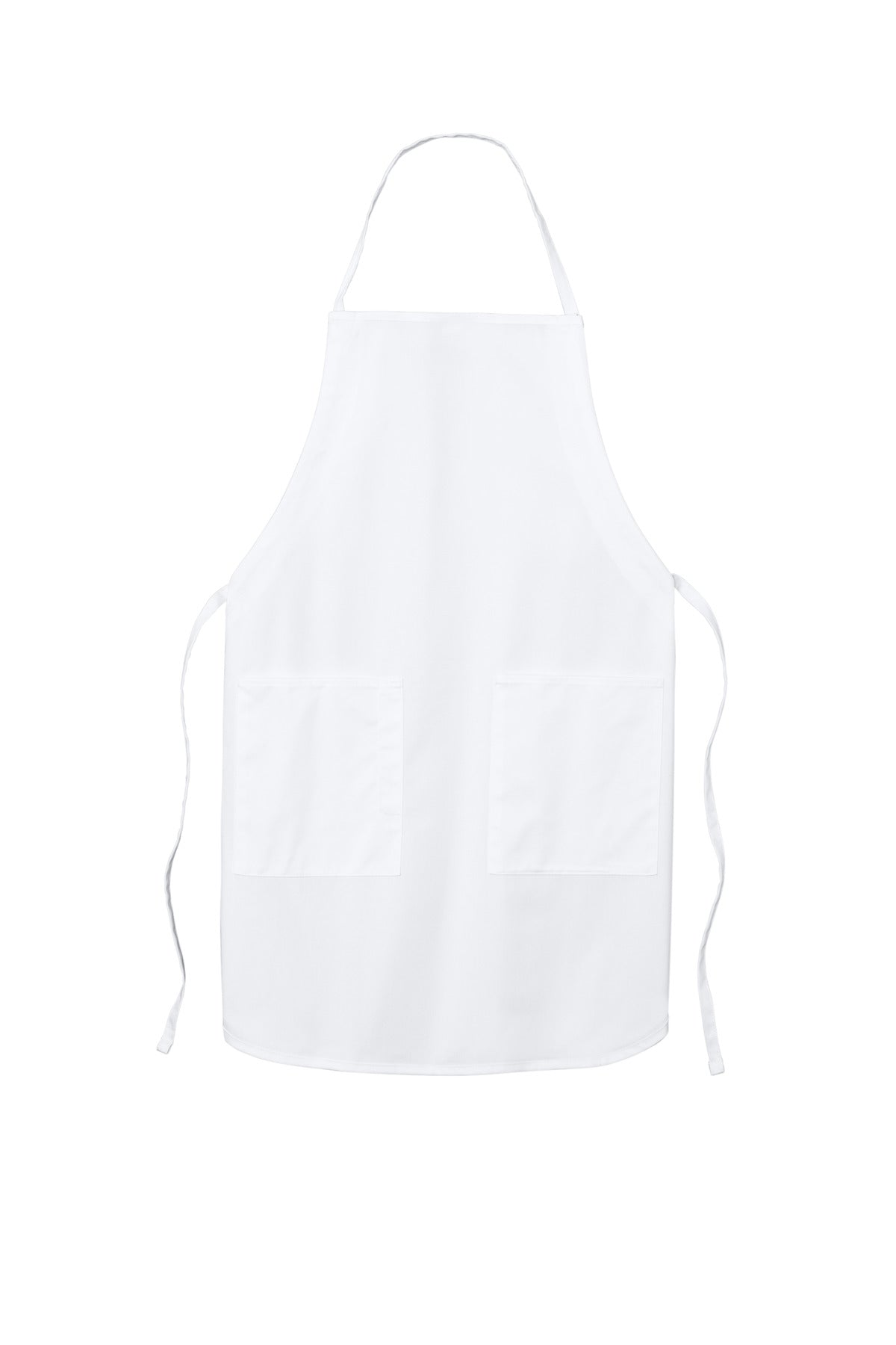 Front View of White Port Authority Full-Length Apron. A520 plain