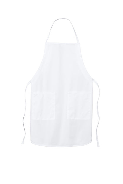 Front View of White Port Authority Full-Length Apron. A520 plain