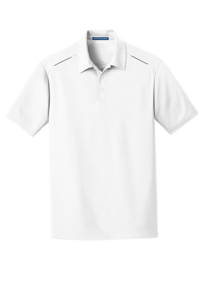Front View of White Port Authority Pinpoint Mesh Polo. K580 plain
