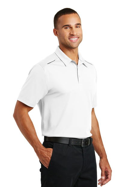 Front View of White Port Authority Pinpoint Mesh Polo. K580 plain