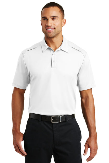 Front View of White Port Authority Pinpoint Mesh Polo. K580 plain