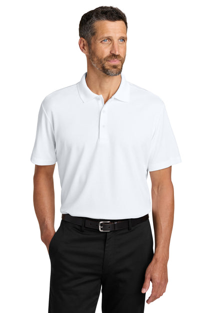 Front View of White Port Authority Plaited Pique Polo K620 plain