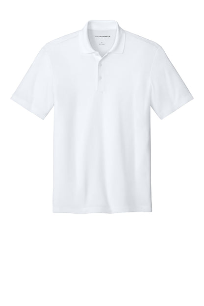 Front View of White Port Authority Plaited Pique Polo K620 plain