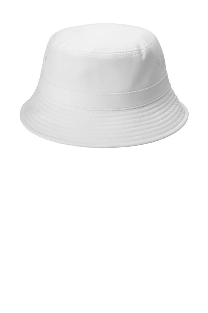 Front View of White Port Authority Poly Bucket Hat C980 plain