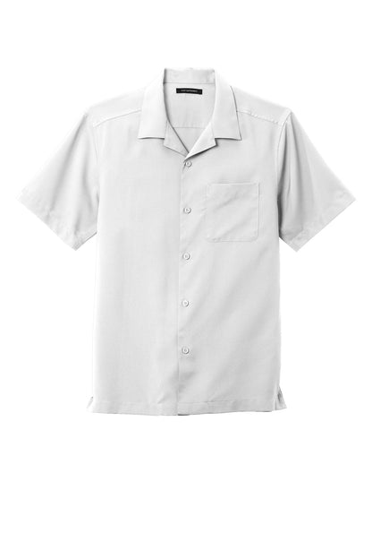Front View of White Port Authority Short Sleeve Performance Staff Shirt W400 plain
