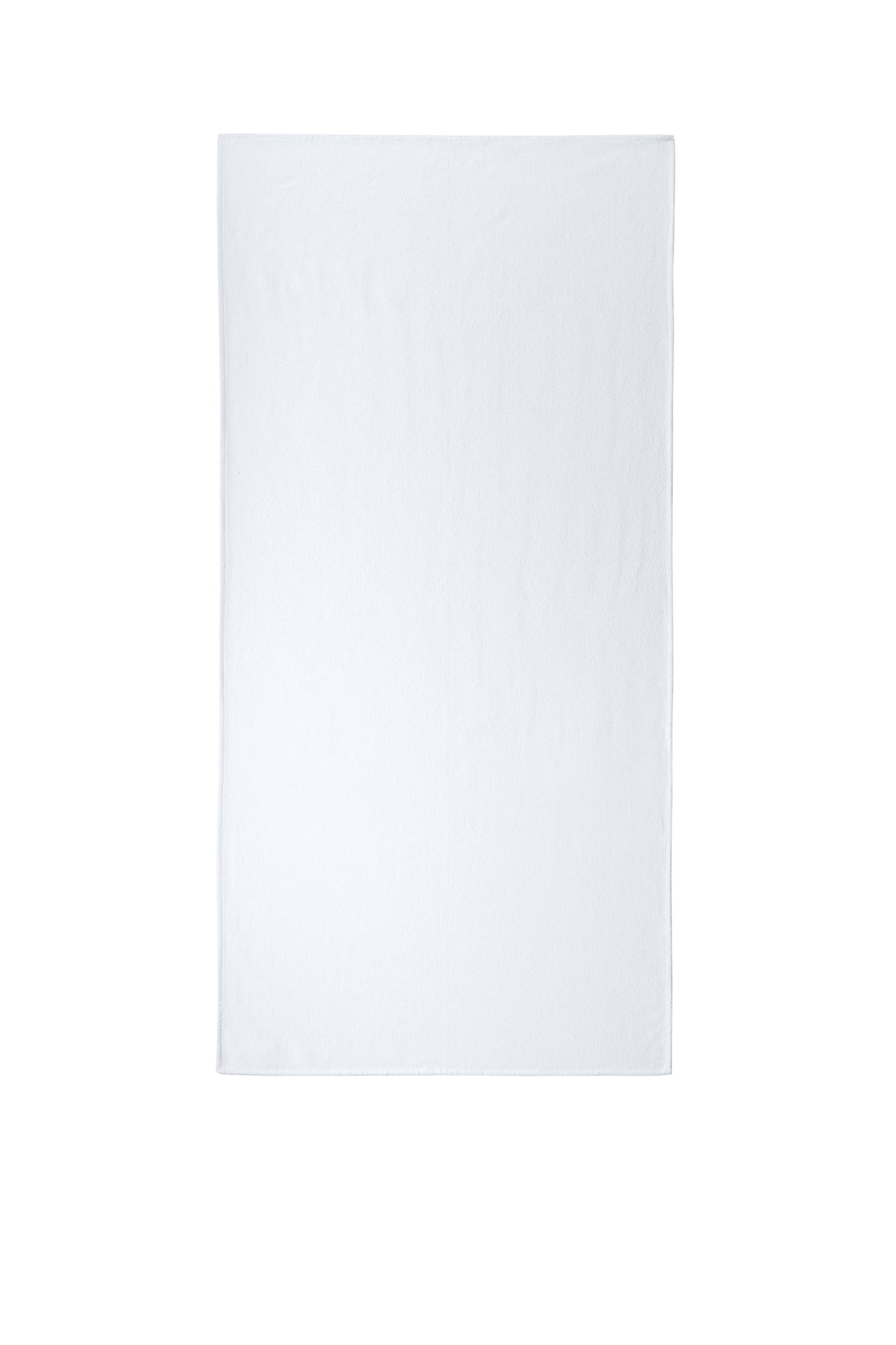 Front View of White Port Authority Sublimation Beach Towel PT49 plain