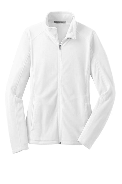 Front View of White Port Authority Women's Microfleece Jacket. L223 plain