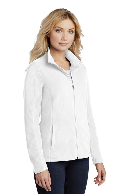 Front View of White Port Authority Women's Microfleece Jacket. L223 plain