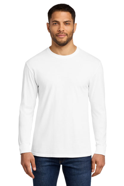Front View of White Port & Co Beach Wash Garment-Dyed Long Sleeve Tee PC099LS plain