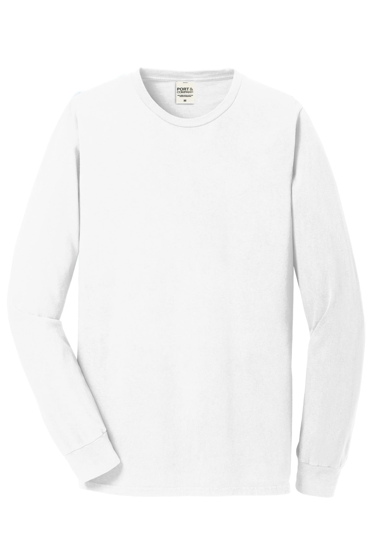 Front View of White Port & Co Beach Wash Garment-Dyed Long Sleeve Tee PC099LS plain