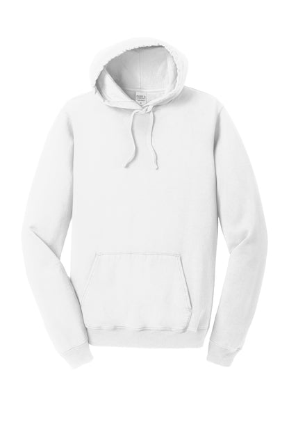 Front View of White Port & Co Beach Wash Garment-Dyed Pullover Hooded Sweatshirt. PC098H plain