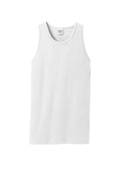 Front View of White Port & Co Beach Wash Garment-Dyed Tank. PC099TT plain