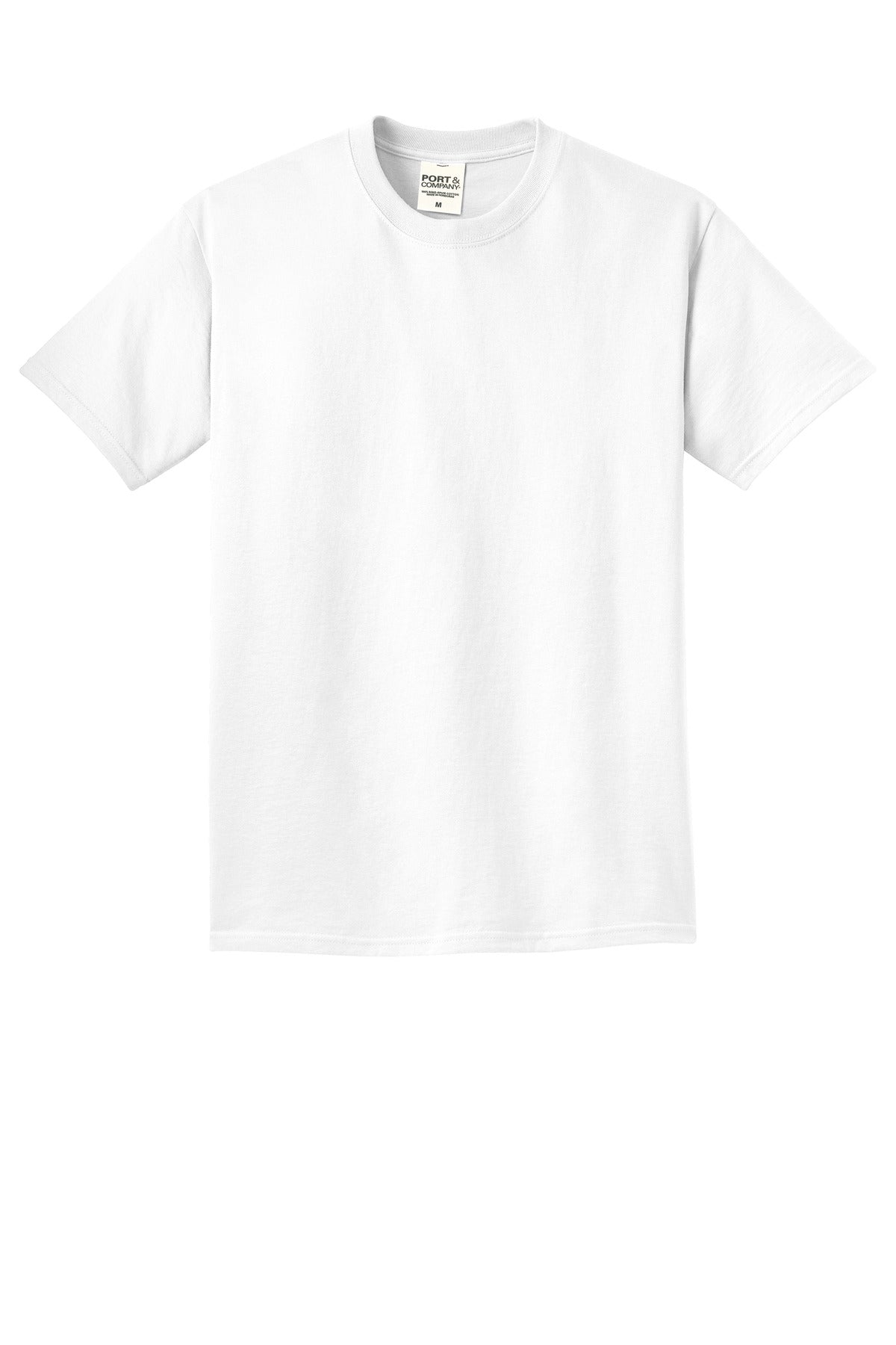 Front View of White Port & Co Beach Wash Garment-Dyed Tee. PC099 plain