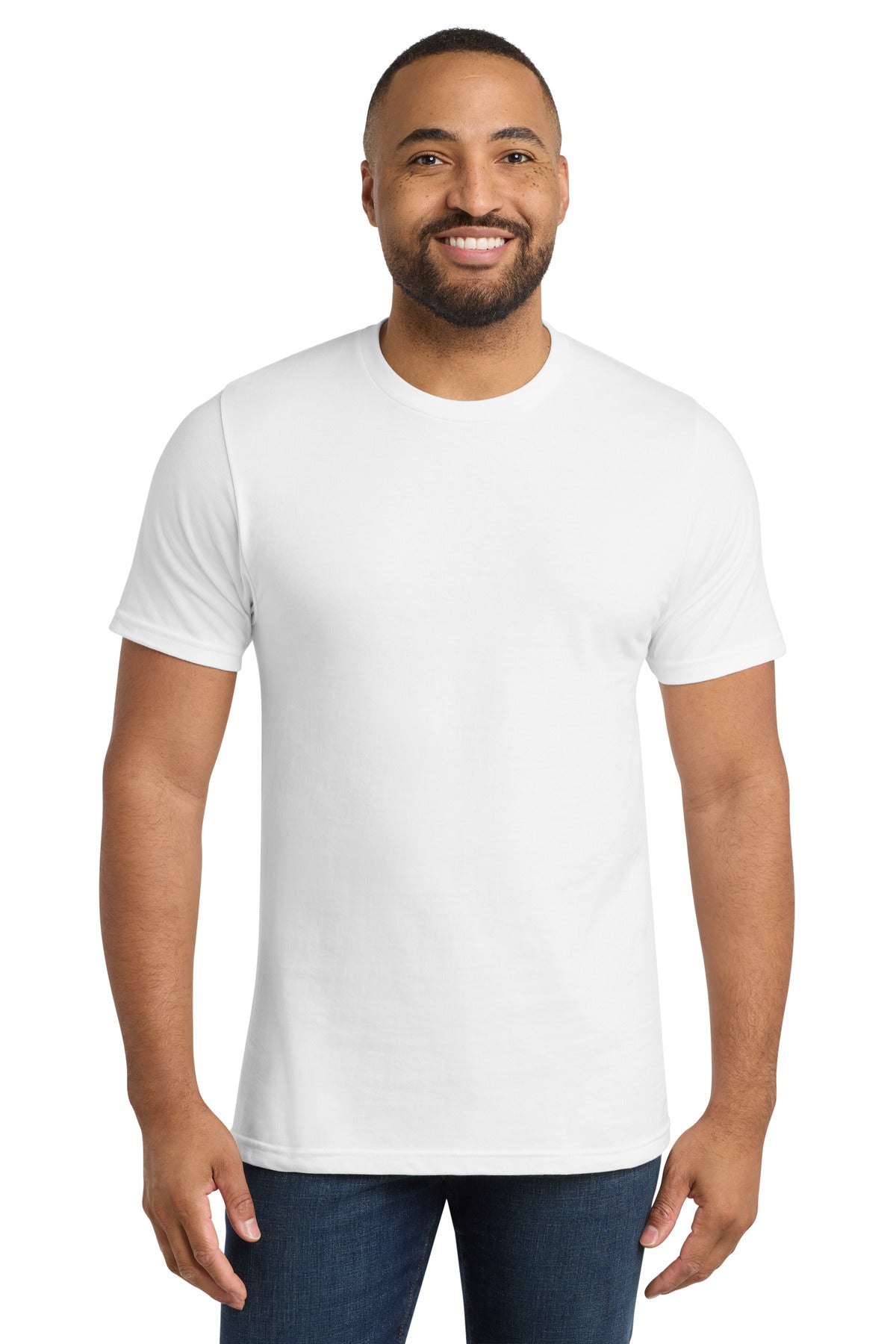 Front View of White Port & Co Bouncer Tee PC600 plain