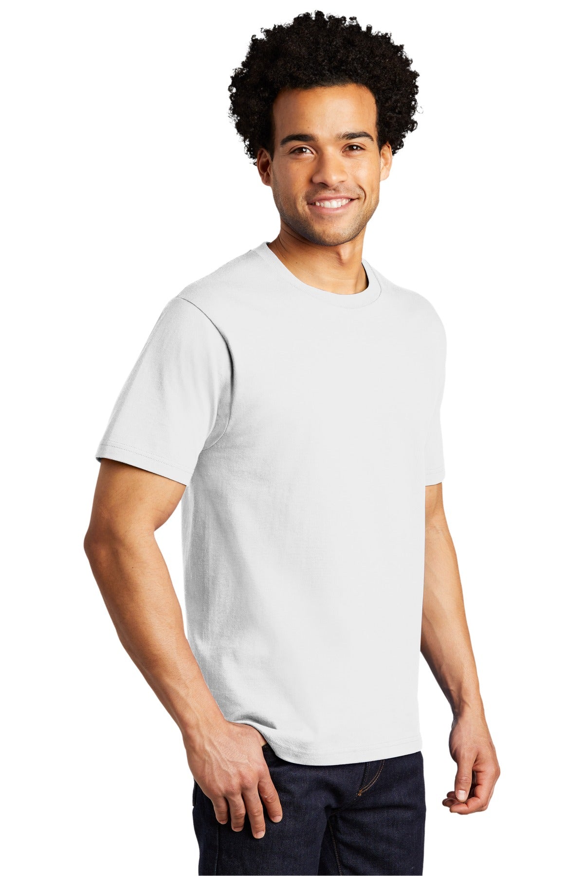 Front View of White Port & Co Bouncer Tee PC600 plain