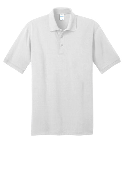 Front View of White Port & Co Core Blend Jersey Knit Polo. KP55 plain